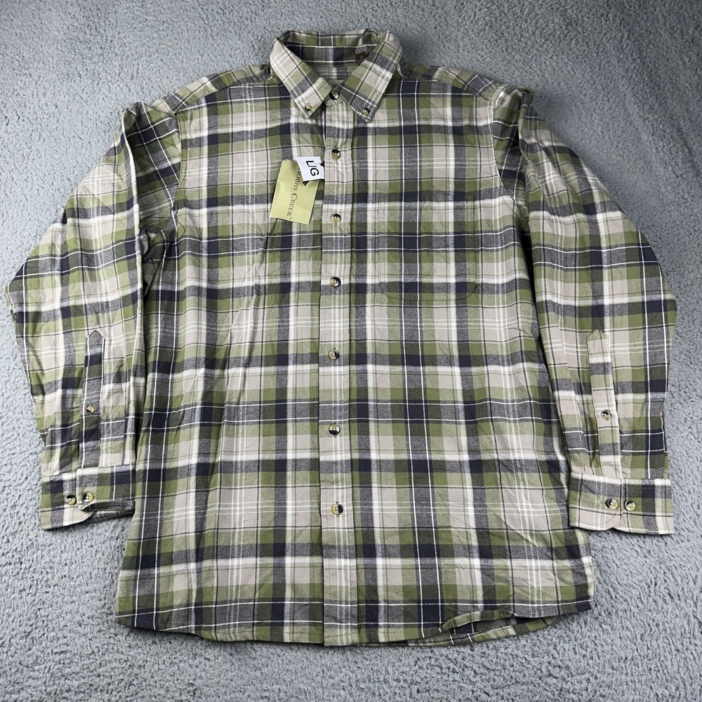 Hobbs Creek Shirt Mens Large Green Plaid Button Down Long Sleeve Casual Cotton